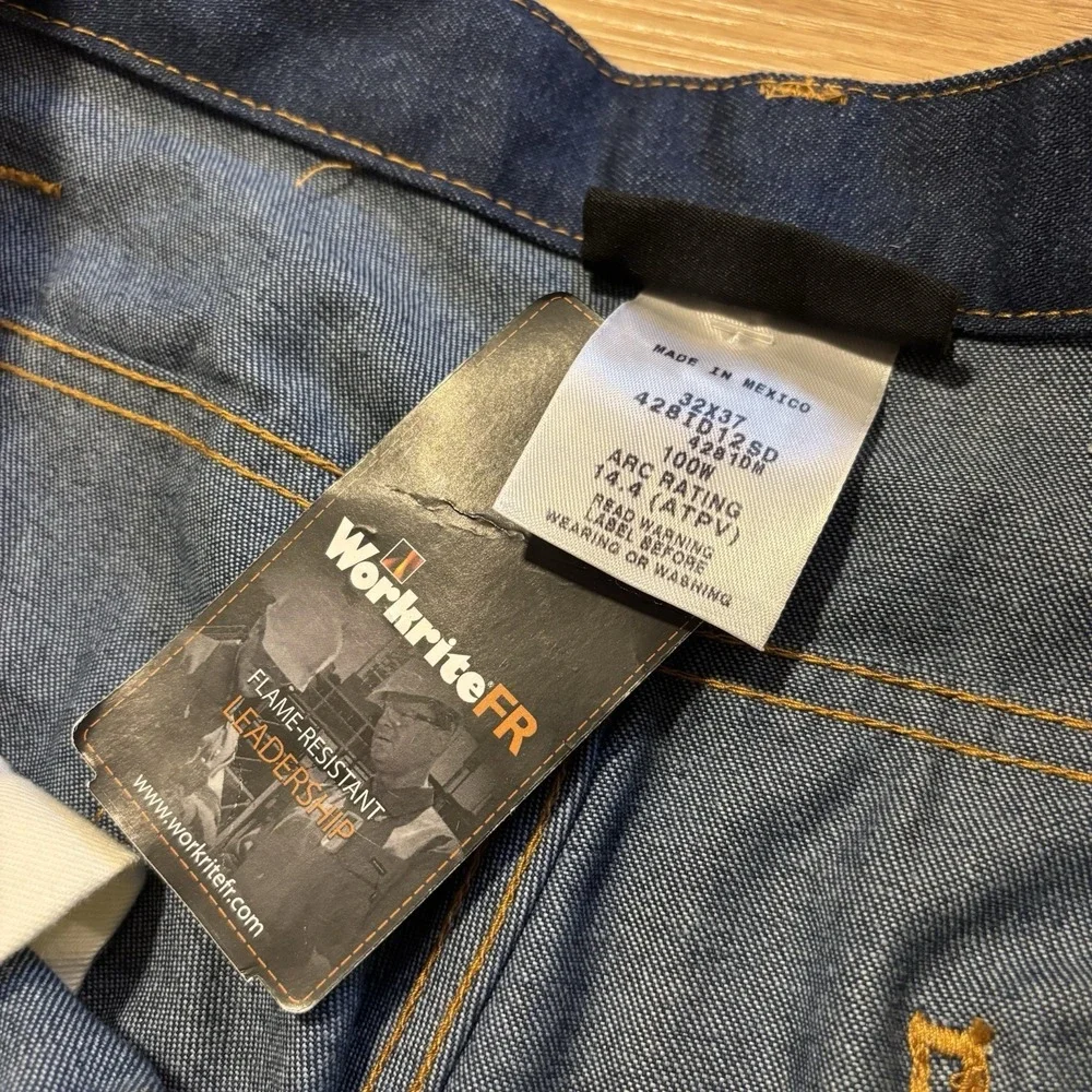NWT Workrite FR Westex Indigo Jeans Mens 32x30 CAT 2/2112 Rigid Denim Workwear - Picture 4 of 12